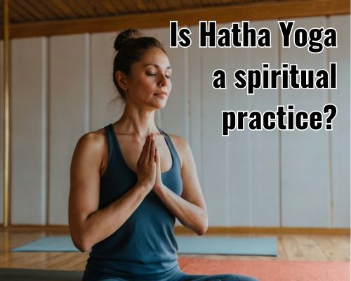 doing hatha yoga in a studio