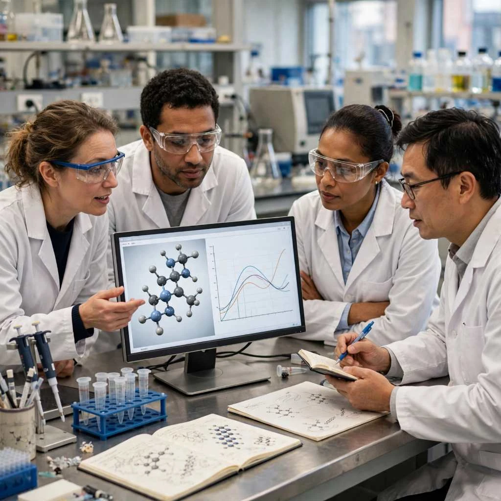Research Team Reviewing Peptide Data